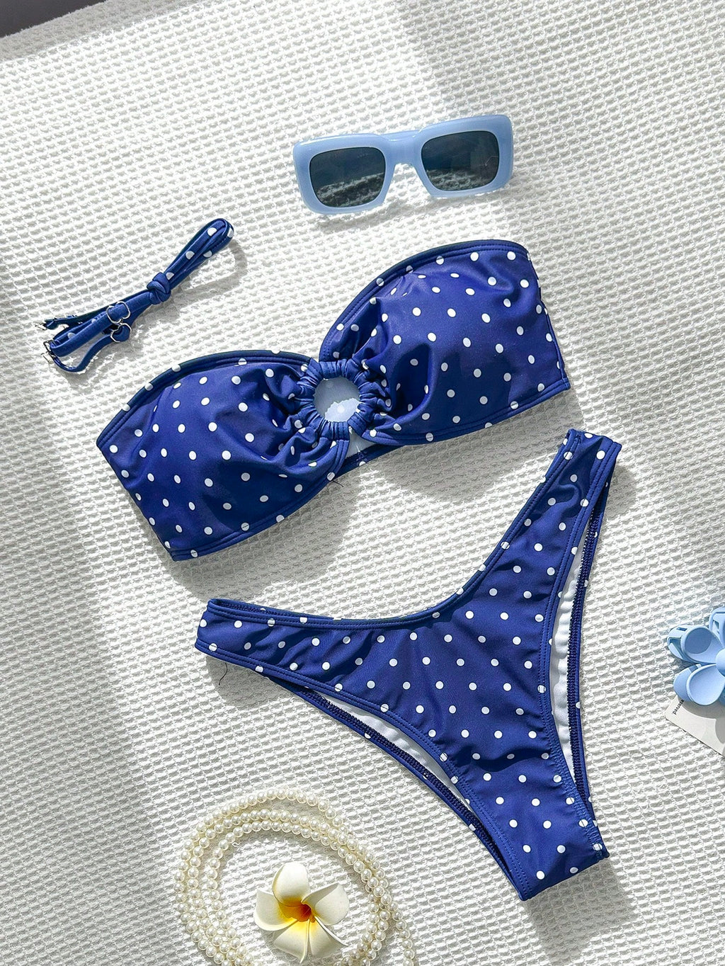 Swim Mod Women's Summer Black & White Dot Print Bikini Two Pieces Tight Sexy Beach Swimsuit