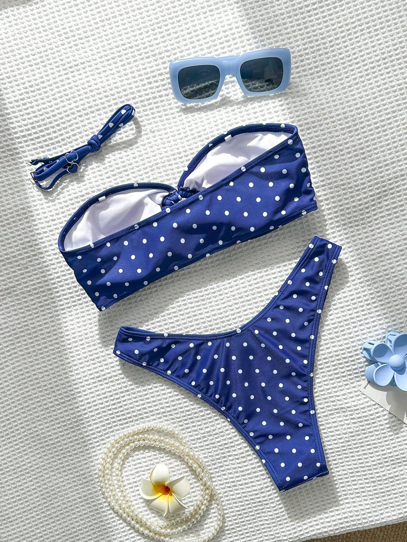 Swim Mod Women's Summer Black & White Dot Print Bikini Two Pieces Tight Sexy Beach Swimsuit